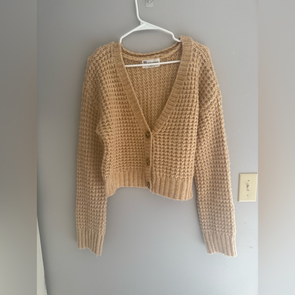 No Boundaries Women’s Brown Chunky Knit Button Up Cardigan SZ M Balletcore Fall
